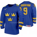 Maglia Hockey Suecia Victor Soderstrom Away 2020 Iihf World Junior Championship Blu