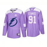 Maglia Hockey Tampa Bay Lightning Steven Stamkos Autentico 2018 Fights Cancer Viola