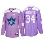 Maglia Hockey Toronto Maple Leafs Auston Matthews 2018 Fights Cancer Viola