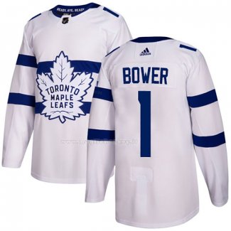 Maglia Hockey Toronto Maple Leafs Johnny Bower Autentico 2018 Stadium Series Bianco