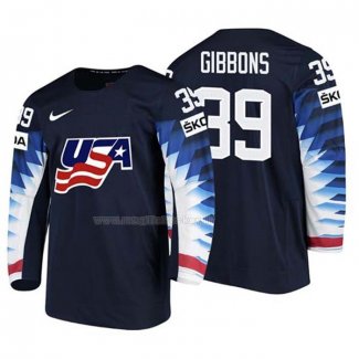 Maglia Hockey USA Brian Gibbons 2018 Iihf World Championship Giocatore Nero