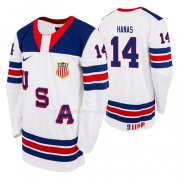 Maglia Hockey USA Cross Hanas 2019 Hlinka Gretzky Cup Bianco