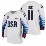 Maglia Hockey USA Garrett Roe 2018 Olympic Bianco
