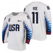 Maglia Hockey USA Garrett Roe 2018 Olympic Bianco