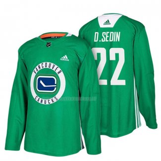 Maglia Hockey Vancouver Canucks Daniel Sedin New Season Practice Verde