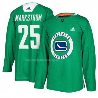 Maglia Hockey Vancouver Canucks Jacob Markstrom New Season Practice Verde