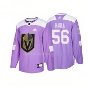 Maglia Hockey Vegas Golden Knights Erik Haula Autentico 2018 Fights Cancer Viola