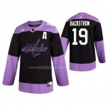 Maglia Hockey Washington Capitals Nicklas Backstrom 2019 Fights Cancer Nero
