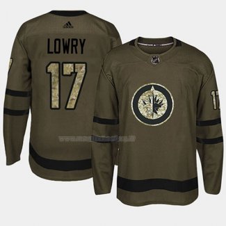 Maglia Hockey Winnipeg Jets Adam Lowry 2018 Salute To Service Verde Militare