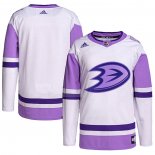 Maglia Hockey Anaheim Ducks Blank Practice Autentico 2018 Fights Cancer Bianco Viola