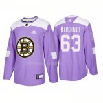 Maglia Hockey Boston Bruins Brad Marchand Autentico 2018 Fights Cancer Viola