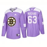 Maglia Hockey Boston Bruins Brad Marchand Autentico 2018 Fights Cancer Viola