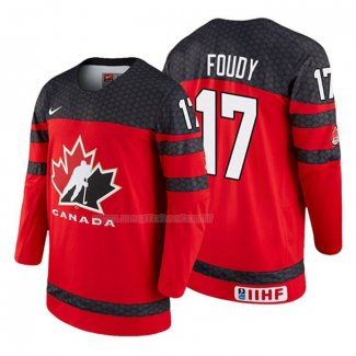 Maglia Hockey Canada Liam Foudy 2018 Iihf World Championship Giocatore Rosso