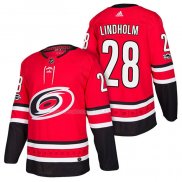 Maglia Hockey Carolina Hurricanes Elias Lindholm Home Autentico 2018 Rosso