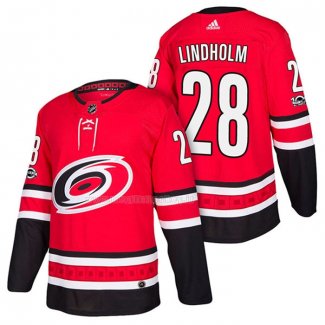 Maglia Hockey Carolina Hurricanes Elias Lindholm Home Autentico 2018 Rosso