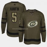 Maglia Hockey Carolina Hurricanes Noah Hanifin 2018 Salute To Service Verde Militare