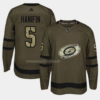 Maglia Hockey Carolina Hurricanes Noah Hanifin 2018 Salute To Service Verde Militare