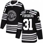 Maglia Hockey Chicago Blackhawks Anton Forsberg Autentico 2019 Winter Classic Nero