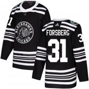 Maglia Hockey Chicago Blackhawks Anton Forsberg Autentico 2019 Winter Classic Nero