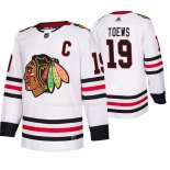 Maglia Hockey Chicago Blackhawks Jonathan Toews Away Autentico Giocatore Bianco