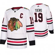 Maglia Hockey Chicago Blackhawks Jonathan Toews Away Autentico Giocatore Bianco
