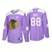 Maglia Hockey Chicago Blackhawks Patrick Kane Autentico 2018 Fights Cancer Viola