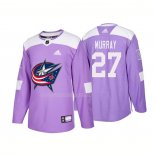 Maglia Hockey Columbus Blue Jackets Ryan Murray Autentico 2018 Fights Cancer Viola