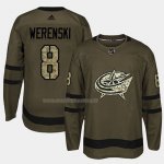 Maglia Hockey Columbus Blue Jackets Zach Werenski 2018 Salute To Service Verde Militare