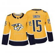 Maglia Hockey Donna Nashville Predators Craig Smith Autentico Giocatore Giallo