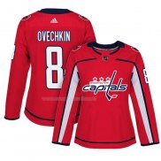 Maglia Hockey Donna Washington Capitals Alex Ovechkin Home Autentico Giocatore Rosso