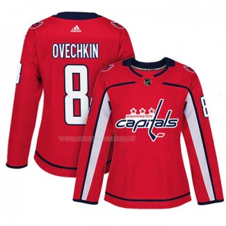 Maglia Hockey Donna Washington Capitals Alex Ovechkin Home Autentico Giocatore Rosso