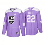 Maglia Hockey Los Angeles Kings Trevor Lewis Autentico 2018 Fights Cancer Viola