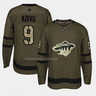 Maglia Hockey Minnesota Wild Mikko Koivu 2018 Salute To Service Verde Militare