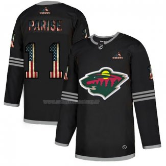 Maglia Hockey Minnesota Wild Zach Parise 2020 USA Flag Nero