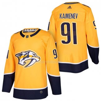 Maglia Hockey Nashville Predators Vladislav Kamenev Autentico Home 2018 Giallo