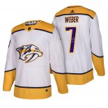 Maglia Hockey Nashville Predators Yannick Weber Autentico Away 2018 Bianco