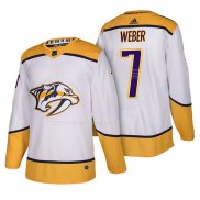 Maglia Hockey Nashville Predators Yannick Weber Autentico Away 2018 Bianco