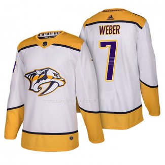 Maglia Hockey Nashville Predators Yannick Weber Autentico Away 2018 Bianco