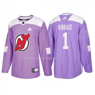 Maglia Hockey New Jersey Devils Keith Kinkaid 2018 Fights Cancer Viola