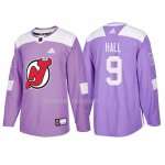 Maglia Hockey New Jersey Devils Taylor Hall 2018 Fights Cancer Viola