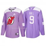 Maglia Hockey New Jersey Devils Taylor Hall 2018 Fights Cancer Viola