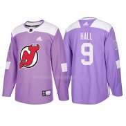 Maglia Hockey New Jersey Devils Taylor Hall 2018 Fights Cancer Viola