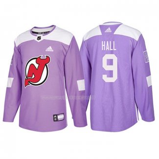 Maglia Hockey New Jersey Devils Taylor Hall 2018 Fights Cancer Viola
