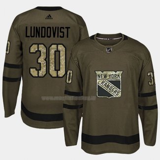 Maglia Hockey New York Rangers Henrik Lundqvist 2018 Salute To Service Verde Militare