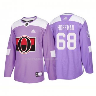 Maglia Hockey Ottawa Senators Mike Hoffman Autentico 2018 Fights Cancer Viola