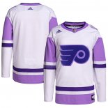 Maglia Hockey Philadelphia Flyers Blank Practice Autentico 2018 Fights Cancer Bianco Viola