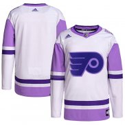 Maglia Hockey Philadelphia Flyers Blank Practice Autentico 2018 Fights Cancer Bianco Viola