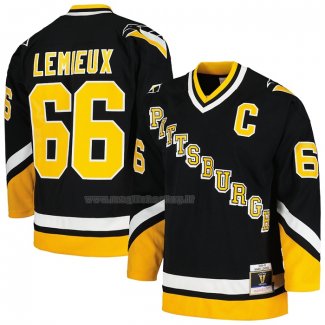 Maglia Hockey Pittsburgh Penguins Mario Lemieux Mitchell & Ness 1992-93 Blu Line Nero