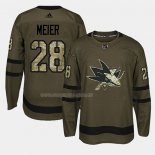 Maglia Hockey San Jose Sharks Timo Meier 2018 Salute To Service Verde Militare
