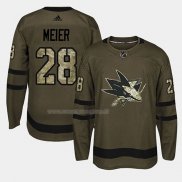 Maglia Hockey San Jose Sharks Timo Meier 2018 Salute To Service Verde Militare